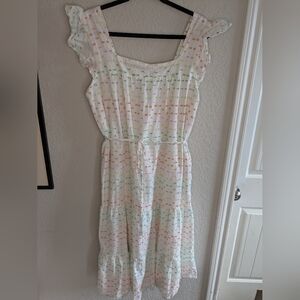 Draper James RSVP Midi Dress XL 100% Cotton Embroidery White Sleeveless Fairy
